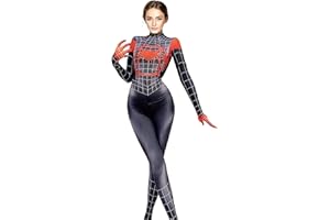 Olanstar Damen Einteiliger Hoher Schnitt Spiderman Kostüm Superhero Bodysuit Women Anime Cosplay Kostüm