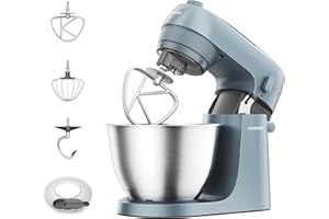 Kenwood Go KZM35.000GY Amasadora con Diseño Compacto y Bol de 4L, 3 Accesorios para Mezclar, 6 Velocidades, 30 cm de Alto y Asa para Transportar, Potencia 800W, Color Azul Tormenta