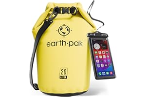 Earth Pak – Wasserdichter Packsack mit Schultergurt und wasserfester Handyhülle – Ideale Rolltop Tasche beim Kajak Fahren, Wandern, Camping, Angeln, Bootfahren und Rafting