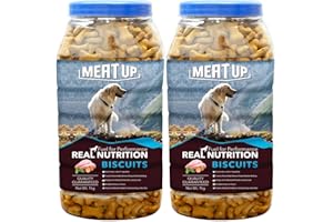 Meat Up Dog Treats Biscuits 2kg (2x1kg) | Real Chicken Flavour | Remove Plaque & Tartar Build-up | Vitamins & Minerals | Promotes Lustrous Coat