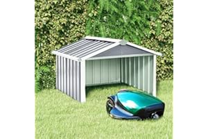 GENERICO LARRYHOT Cobertizo para robot cortacésped, 92 x 97 x 63 cm, de acero galvanizado gris, casetas de jardín, 150908
