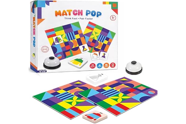Braintastic Match Pop Fast Matching Game for Kids 3+ Years Memory & Reaction Board Game with Bell Improves Focus, Pattern Recognition & Observation Fun Family Indoor Game & Gift for Boys & Girls