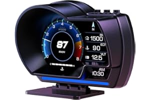 AMROOLOO Heads Up Display Auto OBD, tachimetro GPS con molteplici promemoria per tutte le auto