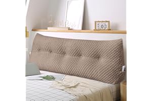 WUIOYNF Weiches Keilkissen Bett Großes Rückenkissen, bequem und stützend, Lesekissen Wandkissen Lendenkissen für Couch und Betten, Stützkissen, Nackenkissen mit abnehmbarem Bezug(Hellbraun-200x20x50cm)