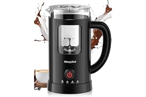 Montalatte Elettrico, Morpilot Montalatte Caldo e Freddo 4 in 1, 550 W 600 ml, Design Latte, Vetro di Visualizzazione, Spegnimento Automatico, Facile da Pulire