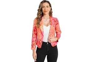 Allegra K Blazer Femme Imprimé Fleuri Veste de Costume d'affaires Décontracté à Revers Cranté Coupe Cintré Blazer de Bureau Floral