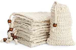 QHSXMQ 10 Stück Seifensäckchen Bio, Seifensäckchen aus 100% Sisal Baumwolle, Seifensack Zum Duschen, Seifensäckchen für Feste Seife, Seifenbeutel Natur, Seifennetz für Feste Seife, Natur Seifen Säckchen