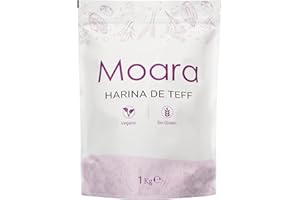 MOARA Harina de teff sin gluten, 100% vegana, integral y libre de alérgenos | Harina sin gluten alta en fibra y proteínas, ideal para repostería | Cantidad 1 kilo.