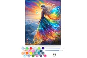 CEOVR Painting by Numbers for Adults,Elf Canvas Oil Painting Kit Complete,Girl DIY Paint by Numbers for Adults Beginners,40x50 cm Frameless Butterfly Paint by Numbers