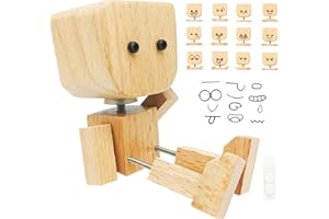 Dongcill Wackelnder Holzmann,Wackelfigur Auto Holzmann mit 12 Magnetischen,Schüttelmann aus Holz,Handmade Shaking Wooden Man Figure Dashboard Figurines Ornament,Schreibtischfigur & Geschenkidee