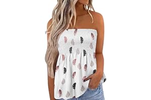 Edhomenn Women Summer Y2k Tube Tops Sleeveless Gradient Color Pleated Bandeau Loose Flowy Tank Vest Shirt