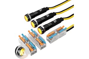 FILN 3 stücke 8mm (5/16 ") 12V LED kontrollleuchte wasserdichte pilot signallampe Meldeleuchte metalltafelleuchten(Schwarz eloxiert,gelb3stück)