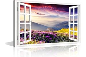TUMOVO Wilderness Wall Art Beautiful Moutain House Decor Modern Landscape in Morning Home Decor Window Creative Wall Decoration for Living Room Bedroom Office Artwork Framed Ready to Hang (24"W x 16"H)