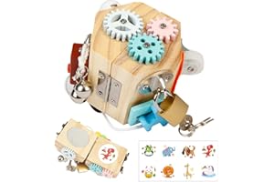 DKINY Cube d'Activité Bébé en Bois 13 en 1 Jeux Montessori Jouet Éducatif Sensoriel Bebes Cubes d'Éveil Busy Board pour Les Tout Petits Garçons Filles Cadeau