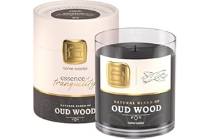 HOME SUPPLYS Large Oud Candle - Candle Gift for Women & Men with Lid - (280g/60hr) Long Burn Time with Oud, Rose, Bamboo & Eucalyptus - Organic & Vegan Scented - Relaxation, Aromatherapy & Wellness