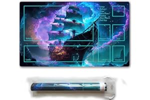 SIXTORE MTG Playmat with Free Plastic Storage Tube and Bag - Stitched Field Rules Zones Play Mat for MTG Card Game Playing for Beginner (MTG2-1)