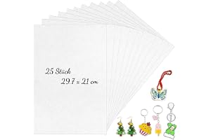 QKJEM krympfilm 25 stycken matt transparent krympfilm A4 krymppapper papper Shrink plast lämplig för barn elever gör-det-själ