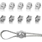 Tunejoy M4 Wire Rope Clamp 304 Stainless Steel Cable Clamp for Clothes Airer Fixing Solar Sail Suspension 10 Pieces