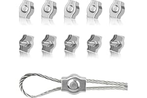 Tunejoy Abrazadera de Cuerda de Alambre M4 Abrazadera de Cable de Acero Inoxidable 304 para la Fijación del Tendedero Suspensión de la Vela Solar 10 Piezas