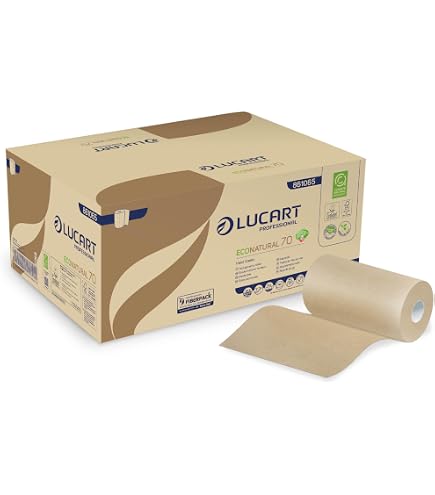 Rotoli Asciugamani Lucart Professional EcoNatural 70 - 12 Rotoli Da 190 Strappi, Carta Riciclata Da Cartoni Del Latte, Per Uffici E Ristoranti