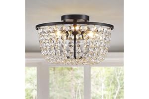 WUZUPS araña de cristal flushmount luz de techo moderna accesorio de iluminación para dormitorio pasillo bar cocina baño, h 21 x w 33, negro, base g9