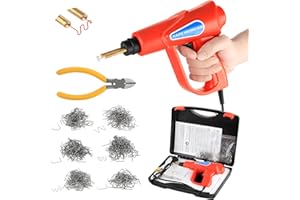 Dyna-Living Kunststoff Schweißen Maschine, 70W Kunststoff Schweißgerät, Auto-Stoßstangen-Reparaturset mit Zange & 600 Stk Schweißnagel, Kunststoff Reparaturset für Stoßstange/Teile Reparatur- (Rot)