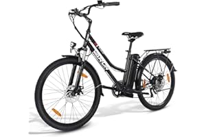 VARUN 26" Bici Elettrica Urbana per Uomo e Donna con Batteria Agli Ioni Di Litio da 36V/10,4Ah, Motore da 250 W, Shimano a 7 Velocità, Bicicletta elettrica con Pedalata Assistita
