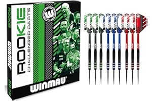 WINMAU Rookie Steeltip Brass Darts Set | Single or Multi Sets | Includes Flights and Shafts (Stems) | Exclusive Darts Booklet | Blue, Red and Green |