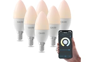 CALEX - Smart LED Bulb E14, 6-Pack, WiFi LED Candle Bulb, Warm White Light, App and Works with Amazon Alexa and Google Home, 5W
