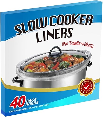 40 zakken extra grote slowcooker voering | slowcooker tassen passen 6-10 QT braadpan | geschikt voor ovale en ronde pot, BPA-vrij, (set van 2 35,56 cm x 56,88 cm/tassen