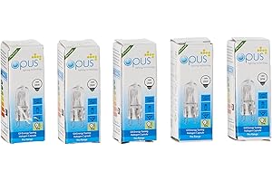 OPUS LIGHTING TECHNOLOGY 5 x Opus G9 18W = 26W 240V Mains Clear Long Life Eco Halogen Energy Saving Capsule Lamps Dimmable Light Bulbs Pack, Warm White