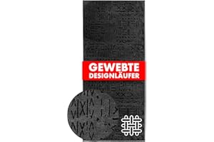 ‎KARAT KARAT Premium Teppichläufer gewebt mit Muster - 80 x 200 cm, Anthrazit - Flauschiger Baumwoll Teppich - Läufer für Küche, Flur & Wohnraum - Flurläufer Küchenläufer Flurteppich (Vena)