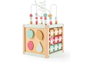 Bieco Motorikwürfel Berry nachhaltiges Holz FSC® | Spielwürfel Baby | Baby Activity Center Montessori Baby Holzspielzeug ab 1 Jahr