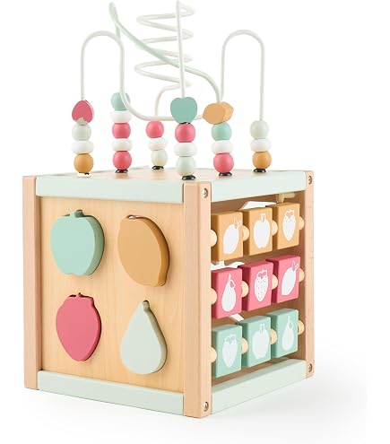 Speedy Monkey Tamburin Für Kinder – 17,7 X 17,7 X 4,5 Cm, Holz Mit 6 Bunten Schellen, FSC-zertifiziert