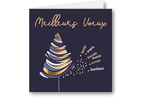 Editions Cely Bonne Année 2025 - Lot de 5 Cartes de voeux professionnelles - Format carnet 15x15cm - avec enveloppes - Qualité Pro (Bleu 909)