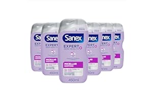 Sanex Expert Skin Health+ Micellar Soothing Shower Gel 450ml X 6, For Dry Skin, Body Wash For Men & Women, Nourishes Skin, Soothes Skin Tightness, 12 Hour Hydration, Prebiotic & Postbiotic Complex