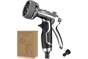 YMTEEDIO 2025 NEW Heavy-Duty Metal Hose Pipe Spray Gun, 8 Adjustable Spray Patterns Garden Hose Spray Gun, Leak-Proof Hose Gun, Garden Hose Nozzle for Watering, Cleaning, Washing Cars, Compatible with UK Hoses