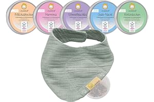 LÖWENKIND Rundum-Sorglos-Special für gängige Kinderwehwehchen | Erkältungszeit, Zahnen, Schlafen, Bauchbeschwerden, Unruhe | 5x5 natürliche Kräuterpads | Musselin-Halstuch aus Bio-Baumwolle (Pistazie)