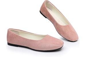 Timween Womens Ballet Flats, 25 Vibrant Colors Available Ladies Casual Square-Toe Flat Shoes Women Indoor Outdoor Comfy Slip On Ballerina Pumps Solid Color Suede-Effect Upper Portable Flats