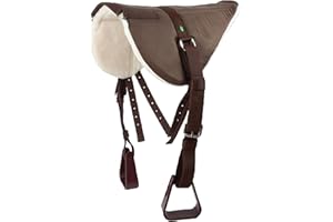 Brama West Reitpad - Bareback Pad Set mit Steigbügel, Steigbügelriemen & Sattelgurt - Reitkissen - Braun - Größe Full