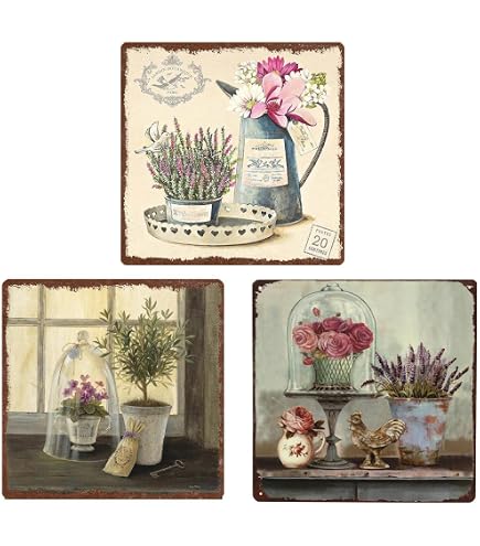 SUPERDANT Plaque Métal Vintage Coquelicots Rouges - Panneau Décoratif Floral 20x30cm