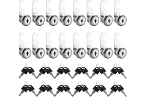 VIDETOL 16 Pack Security Cam Lock, 16mm Cabinet Locks with 32 Keys, Each Key is Different, Security Locker Locks for Cupboard, Drawer, Wardrobe, Letter Box and Toolbox