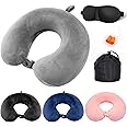 Jmbabe Travel Pillow - Memory Foam Neck Pillow Support Pillow,Luxury Compact & Lightweight Quick Pack for Camping,Washable Neck Support Pillow, Ear Plugs, Eye Mask & Carry Bag