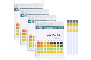 HICARER Universal pH Test Paper Strips for Test Body Acid Alkaline pH Level, Skin Care, Aquariums, Drinking Water, with 4 Testing Panels for Increased Accuracy, Measure Full Range 0-14