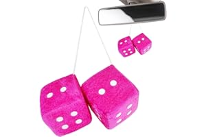 DUBBULON 1/9 Paires Dés en Peluche pour Voiture – Dés Retroviseur Voiture | Accessoires Décoratifs Suspendus De Voiture en Peluche | Dés Suspendus Carrés Rétro | Accessoires De Suspension De Miroir De Voiture