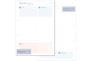 Häfft® Blocco note per riunioni A4 con 50 fogli e perforazione - per riunioni e progetti - neutrale e sostenibile per il clima