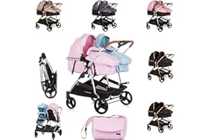 Chipolino Geschwisterkinderwagen Duo Smart klappbar umbaubar verstellbar Fußsack, Farbe:rosa hellblau