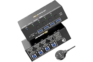 Switch KVM 2 Monitori 4 PC, KCEVE 8K@60Hz, 4K @144Hz USB 3.0 HDMI KVM Conmutador KVM con EDID EDID per 4PC Share Mouse Tastiera e Monitor, Chip stabile, Alta Compatibilità