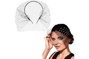 MWUMRCM Bandeau de Voile, Voile de Visage Voilette Mariée, Maille Mariée Fascinateur, Mariée Courte en Maille Mariée Fascinateur pour Accessoires de Vinaigrette des Années 1920