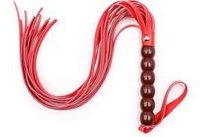 AMIJOUX Red Horse Whip with Gourd Handle, Horse Leather Whip Crop, Riding Whip for Horse Equestrian Horse Whip for Horse Play Harness Handle Whip Party Cosplay